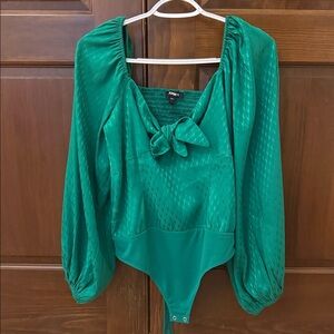 NWT EXPRESS Business Emerald Green Bodysuit with Bow
